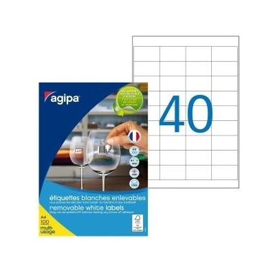 Etikety univerzálne odnímateľné 48,5x25,4mm Agipa A4 100 hárkov