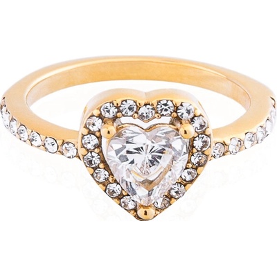 Franco Bene Srdíčkový promise ring se zirkony pozlacený 2971