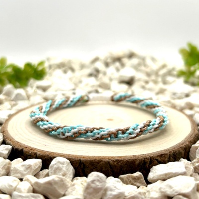 Certom Vícebarevný náramek přátelství - hnědá, modrá, bílá 0221