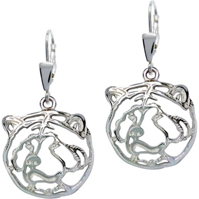 Strieborne Tlapky Akita Inu strieborné náušnice 673