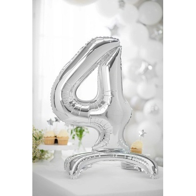 Party Deco FB102M 4 018 Fóliový balón s podstavou strieborný číslo 70cm 4