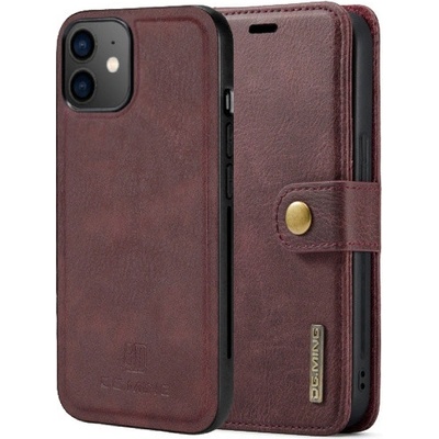 DG.Ming 2v1 odnímateľné flipové púzdro pre iPhone 12 / 12 Pro - vínové