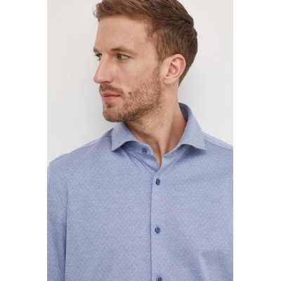 HUGO BOSS Памучна риза boss мъжка в синьо със стандартна кройка с класическа яка 50508922 (50508922)