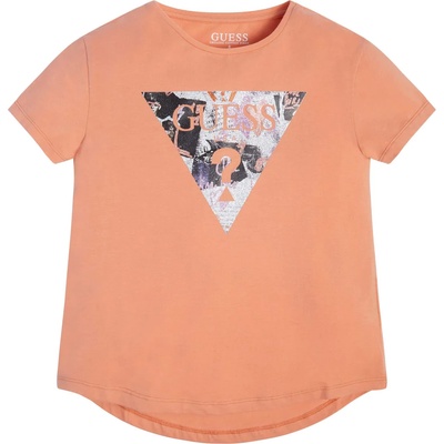 GUESS Оранжева тениска с къс ръкав за момиче с цветно лого Guess
