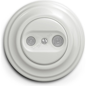 Reblig - Ретро абонатна розетка за TV+R (проходна) с керамична рамка, бяла (RG0007I)