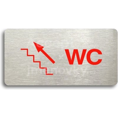 ACCEPT Piktogram WC VLEVO NAHORU - stříbrná tabulka - barevný tisk bez rámečku