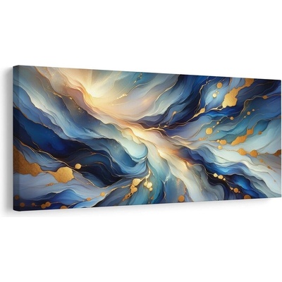 Obraz zlaté linie v modré hlubině - 80x40