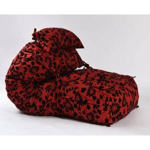 Pufrelax Комплект, пуф легло и декоративна възглавница, 500л. Yoga XL - Poppy, Перящ се калъф, Пълнеж с микс от мемори пяна и дунапрен, Гама Premium
