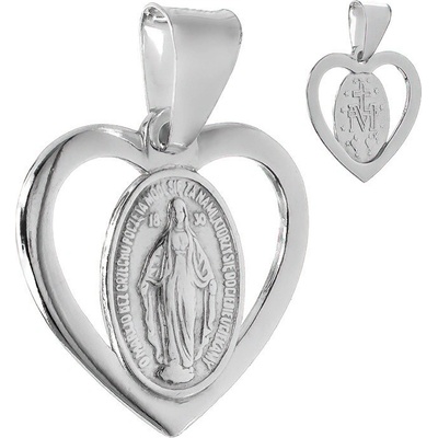 Argento Strieborný prívesok Zázračná medaila srdiečko 85341