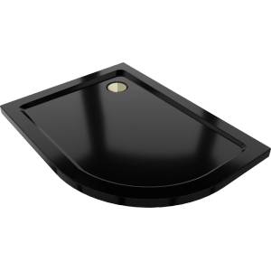 Mexen Flat полукръгъл душов поддушник slim ляв 100 x 80 см, черен, сифон златен (41708010L-G)