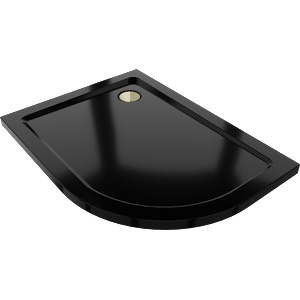 Mexen Flat полукръгъл душов поддушник slim ляв 100 x 80 см, черен, сифон златен (41708010L-G)