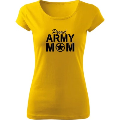 DRAGOWA дамска тениска, Army Mom, жълта, 150г/м2 (6483)
