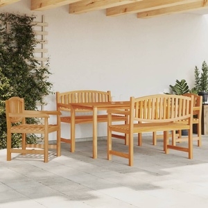 vidaXL Градински трапезен комплект, 5 части, тиково дърво масив (3157939)