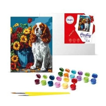 Ideyka Paint by Number Kit Spaniel and Flowers KHO6673 30x40 AP0018