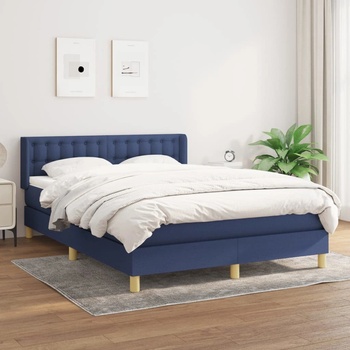 vidaXL Боксспринг легло с матрак, синьо, 140x200 см, плат (3130599)