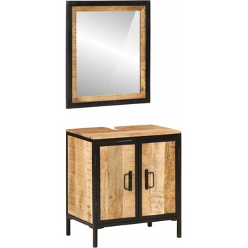 vidaXL Комплект мебели за баня, 2 части, желязо и масивно манго (3217114)