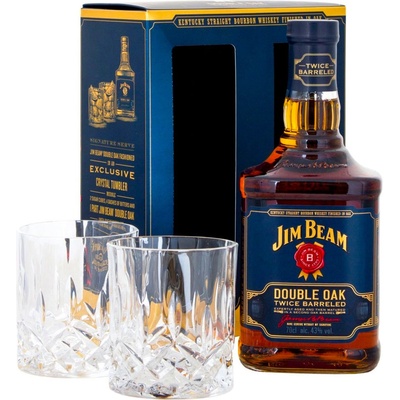Jim Beam Double Oak 43% 0,7 l (darčekové balenie 2 poháre)
