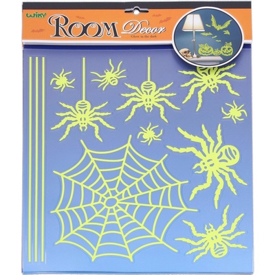 wiky Nálepky na zeď svítící ve tmě 38x31 cm Pavouci HALLOWEEN