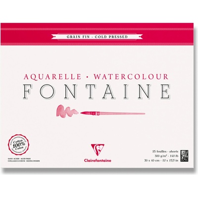 Clairefontaine Akvarelový blok Fontaine Cold Pressed 30 x 40 cm 25 listov 300 g
