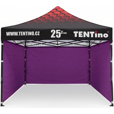 TENTino PROMO 3x3 m STEEL s potlačenou STRECHOU 15A - FIALOVÁ, konstrukce + střecha TENTino + 4x boční strana