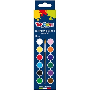 Toy Color Темперни бои 12 цвята с четка Toy Color