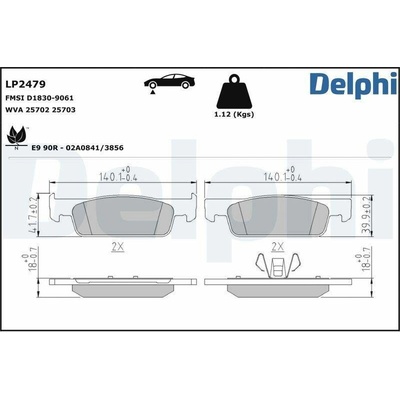 Sada brzdových destiček, kotoučová brzda DELPHI LP2479