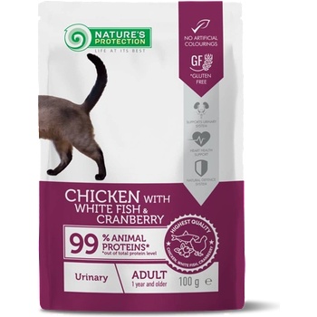 Image 1 of Nature's Protection Urinary Adult Cat Chicken with White Fish and Cranberry пауч за кастрирани котки 100gr