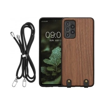 kwmobile Дървен калъф за Samsung Galaxy A52 - тъмнокафяв