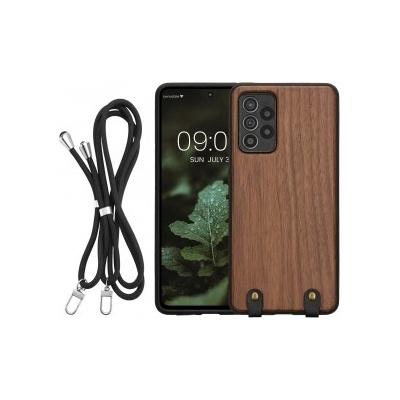 kwmobile Дървен калъф за Samsung Galaxy A52 - тъмнокафяв