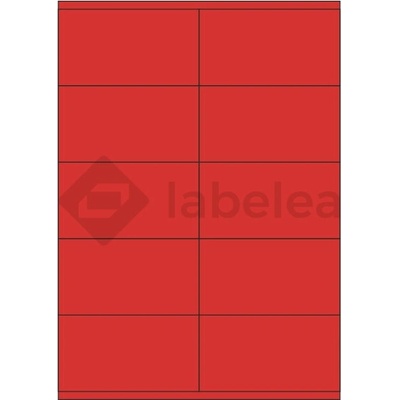 Labelea Samolepiace etikety 105x57 mm farebné papierové, na hárku A4, pre laserovú a atramentovú tlač, Farba etikiet Červená, Počet hárkov v balení 100 EPY105057PR010S