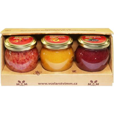 Včelařství M+M medové krémy višeň meruňka borůvka 3 x 250 g