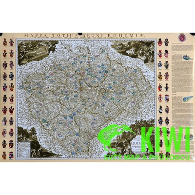 Eurokart,Geodézie OnLine vydavatelství nástěnná mapa Hrady a zámky na podkladu Mullerovy mapy z roku 1720 – Zboží Mobilmania