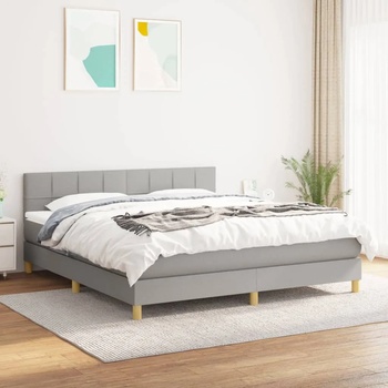 vidaXL Боксспринг легло с матрак, светлосиво, 160x200 см, плат (3140625)