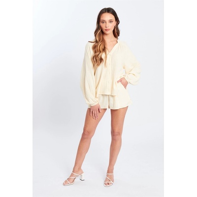 Influence Къси панталони Influence Women's Button Shirt and Shorts Set - Sand