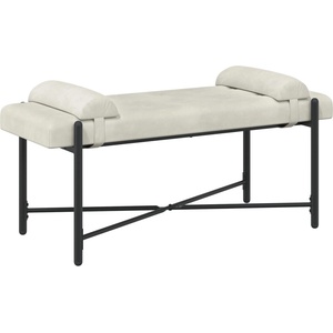 vidaXL Пейка с копчета и възглавници Кремаво 110 x 40 x 46 cm Кадифе (42038393)
