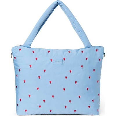 Studio Noos Puffy Diaper Bag taška Light Blue Hearts