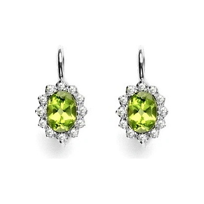 Čištín zlaté s diamanty přírodní olivín bílé zlato VE 247