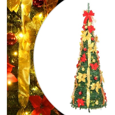 vidaXL Umělý vánoční stromek pop-up 200 LED diod zelený 210 cm