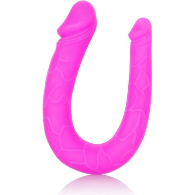 CalExotics Růžové oboustranné dildo Double Dong AC/DC Dong Svítivá růžová