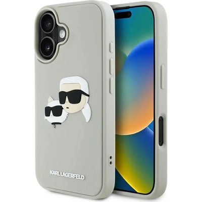 KARL LAGERFELD HC 3D гумен калъф с двойни глави за iPhone 16 - бежов (3666339402341)