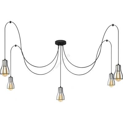 Helam Пендел TUBE LONG 5xE27/15W/230V черен/хром (HE1590)