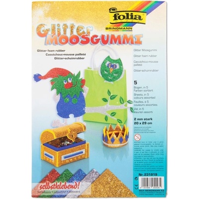 Moosgummi pěnová guma samolepící 5 listů gliter BASIC - 3 balení