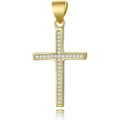 Beneto Pozlacený stříbrný přívěsek Křížek AGH592 GOLD
