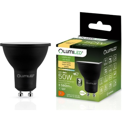 LUMILED LED žiarovka GU10 6W = 50W 580lm 3000K Warm 120° Black
