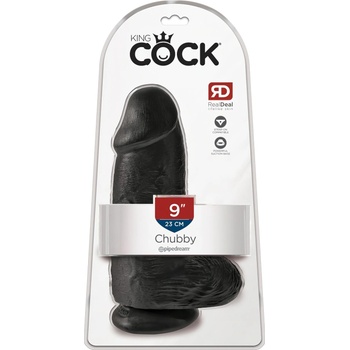 King Cock 9 Chubby - вендуза, дилдо с тестиси (23 см) - черен