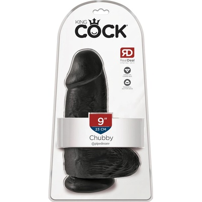 King Cock 9 Chubby - вендуза, дилдо с тестиси (23 см) - черен