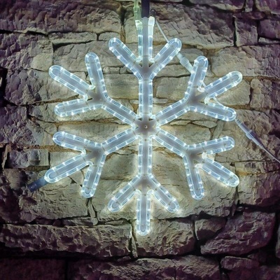 DECOLED LED svetelná snehová vločka V, závesná 3D tlač, priemer 67 cm, ľadovo biela