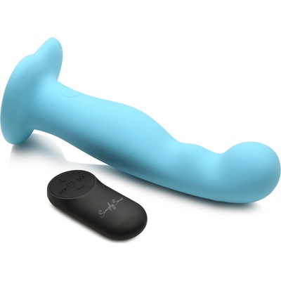 Simply Sweet 21x Vibrating Thick Silicone Dildo with Remote Blue