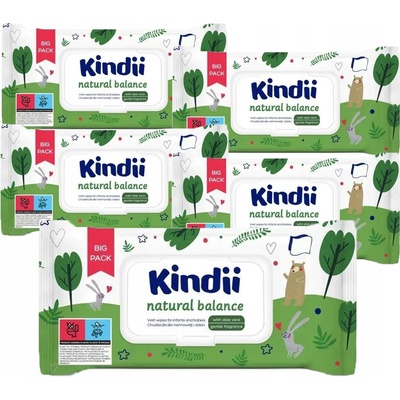 Kindii Natural Balance Vlhčené obrúsky pre dojčatá a deti 5 PACK