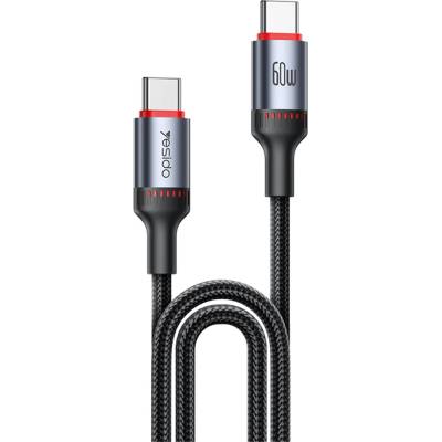 Yesido Кабел за данни - Yesido CA181 - Type-C → Type-C, fast charge 60W, 3A, 480Mbps, алуминий, 1.2m - Черен
